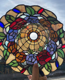 New Arrivals@Rose Style Leadlight Stained Glass Bridge Arm Tiffany  Floor Lamp