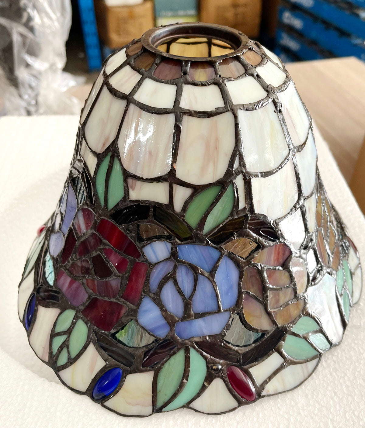 New Arrivals@Rose Style Leadlight Stained Glass Bridge Arm Tiffany  Floor Lamp