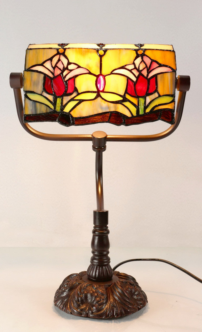Colonial Tulip Style Tiffany Banker Lamp