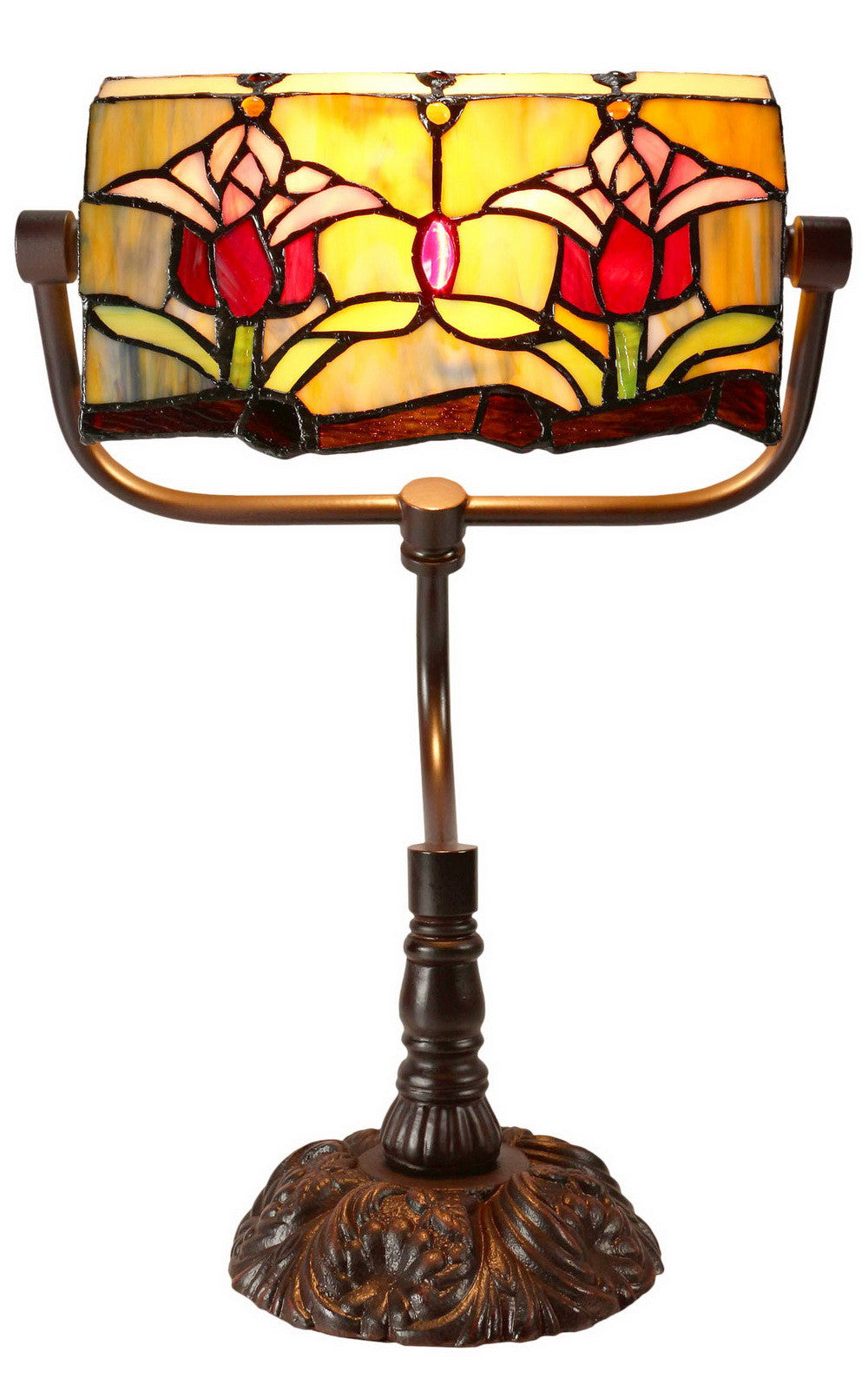 Colonial Tulip Style Tiffany Banker Lamp