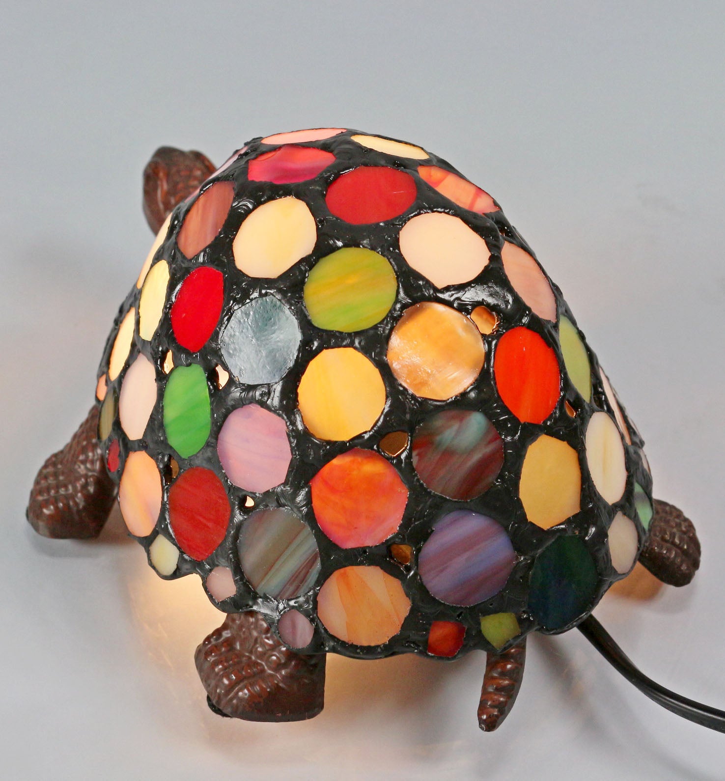 Rainbow Turtle Tiffany Leadlight Art Deco Stained Glass Accent Lamp