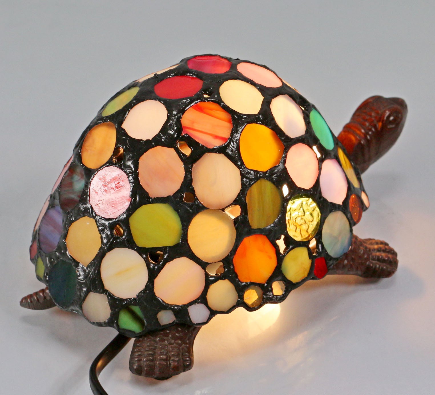 Rainbow Turtle Tiffany Leadlight Art Deco Stained Glass Accent Lamp