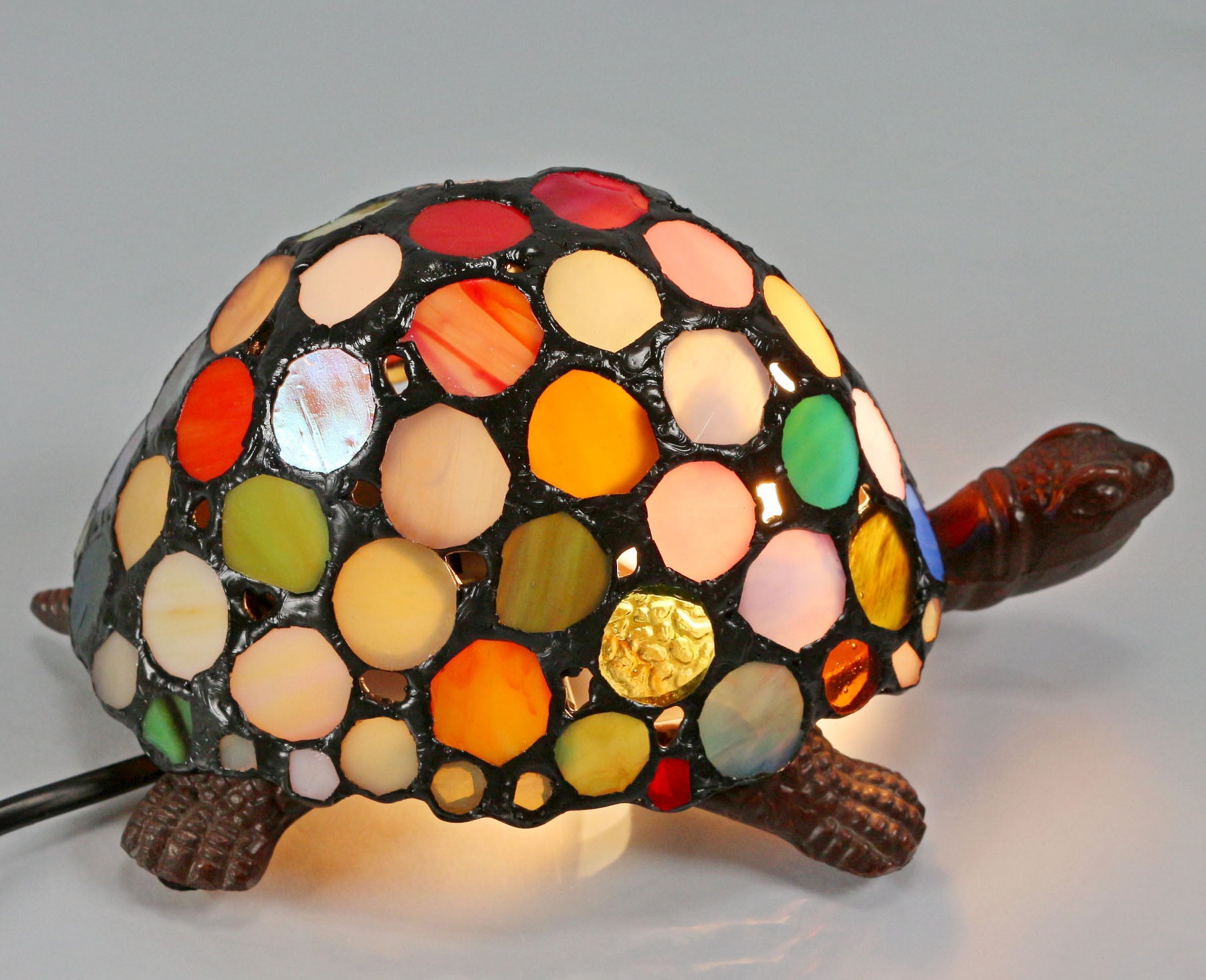 Rainbow Turtle Tiffany Leadlight Art Deco Stained Glass Accent Lamp