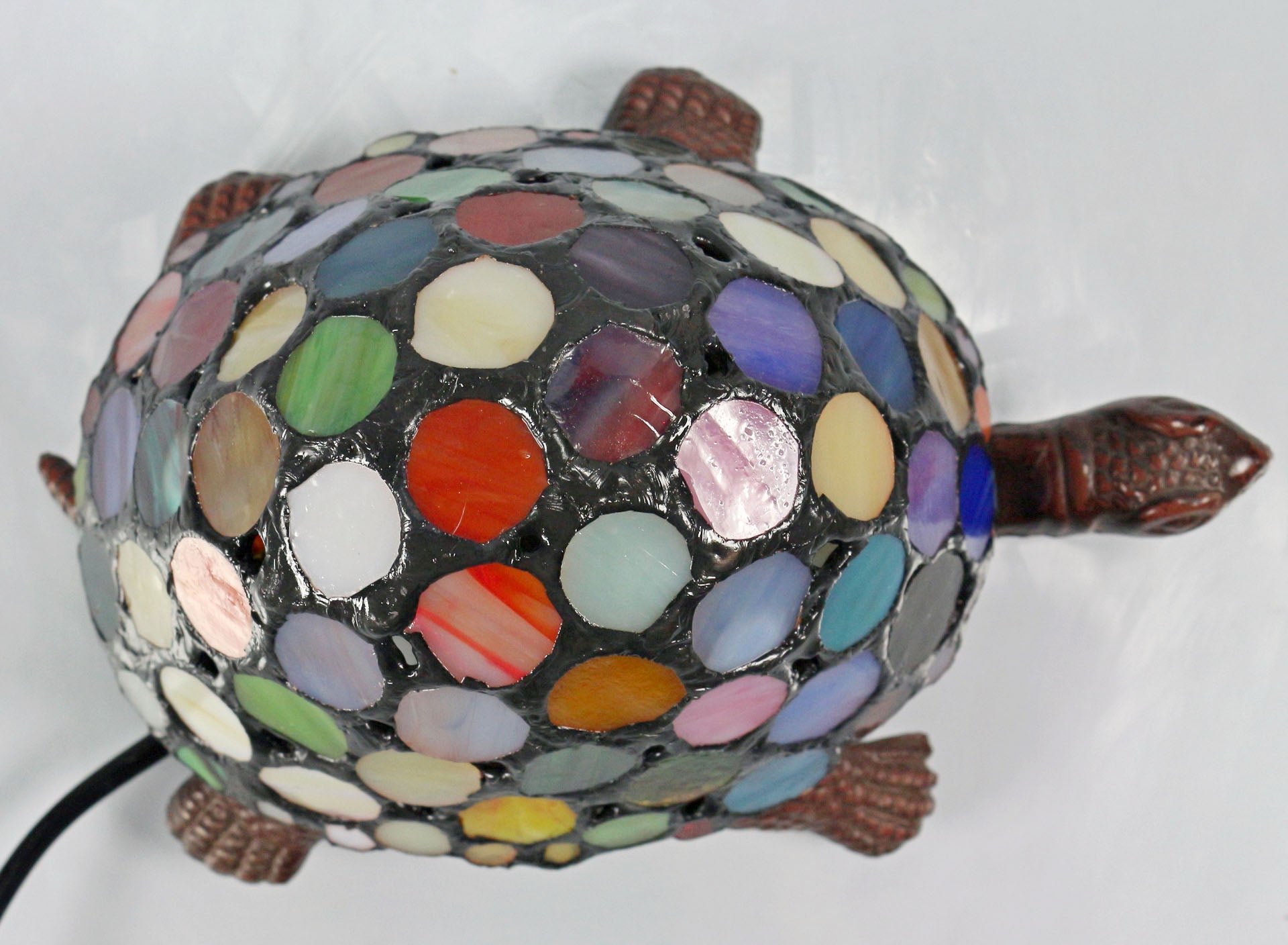 Rainbow Turtle Tiffany Leadlight Art Deco Stained Glass Accent Lamp