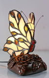 Cute Ivory Butterfly  Tiffany Leadlight Stained Glass Art Deco Table Lamp