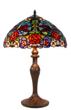 16" Traditional Dragonfly Floral Tiffany Table Lamp