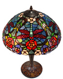 16" Traditional Dragonfly Floral Tiffany Table Lamp