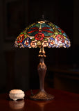 16" Traditional Dragonfly Floral Tiffany Table Lamp