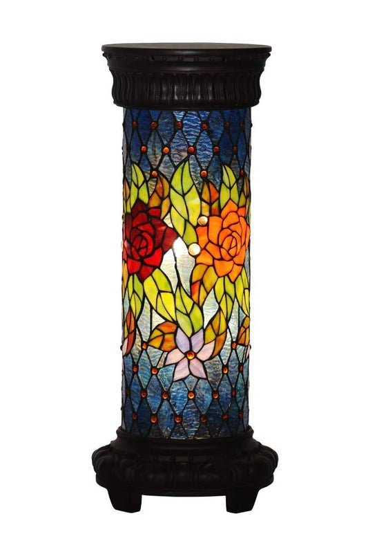 Art Deco Round Floral Style Roman Column Floor Lamp