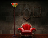 14"  Red Rose Flower Style Tiffany Floor Torchiere Lamp