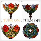 14"  Red Rose Flower Style Tiffany Floor Torchiere Lamp