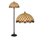 High Quality 18" Beaded  Stained Glass Tiffany Floor Lamp