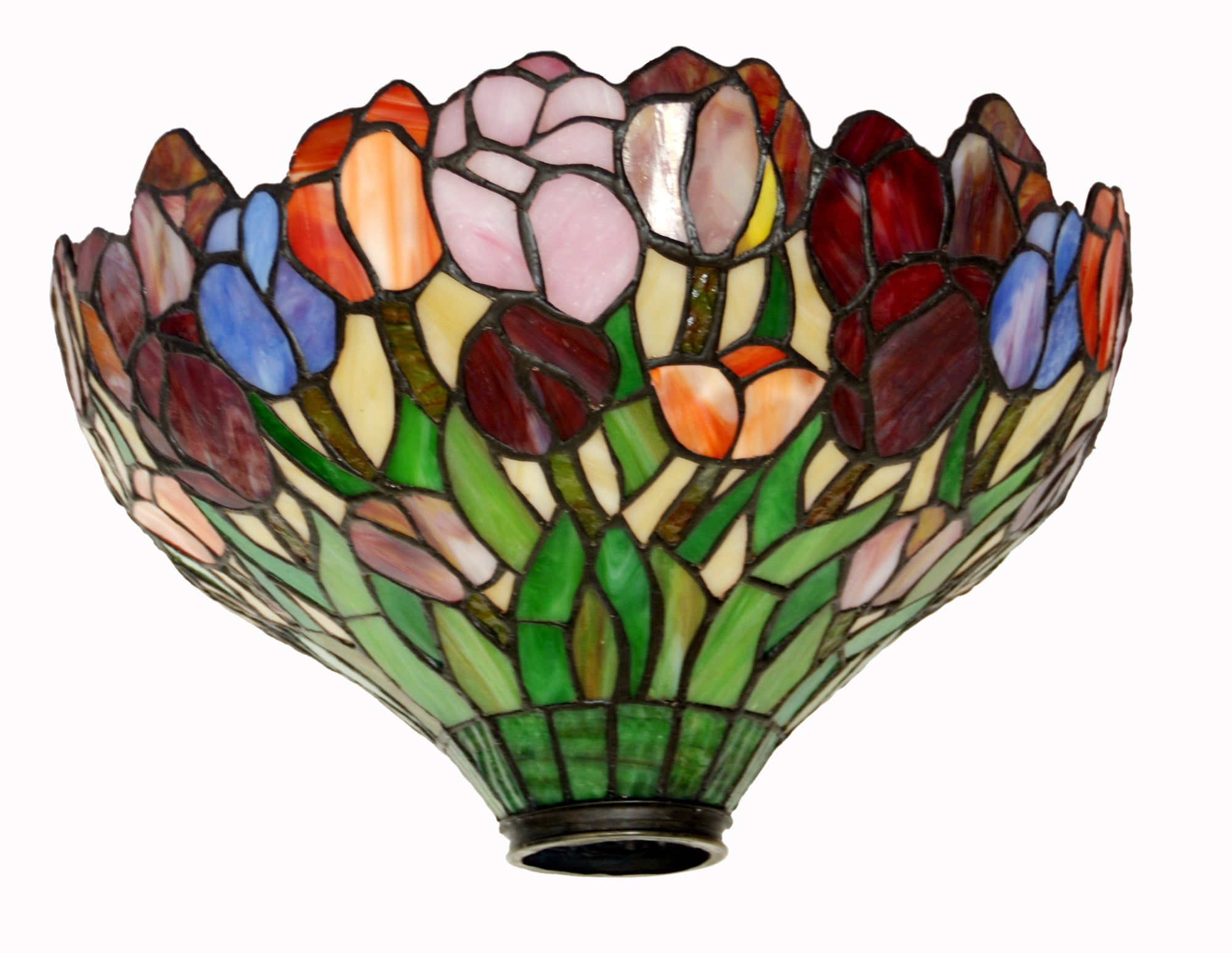 14" Colorful Tulip Flower Style Tiffany Floor Torchiere Lamp
