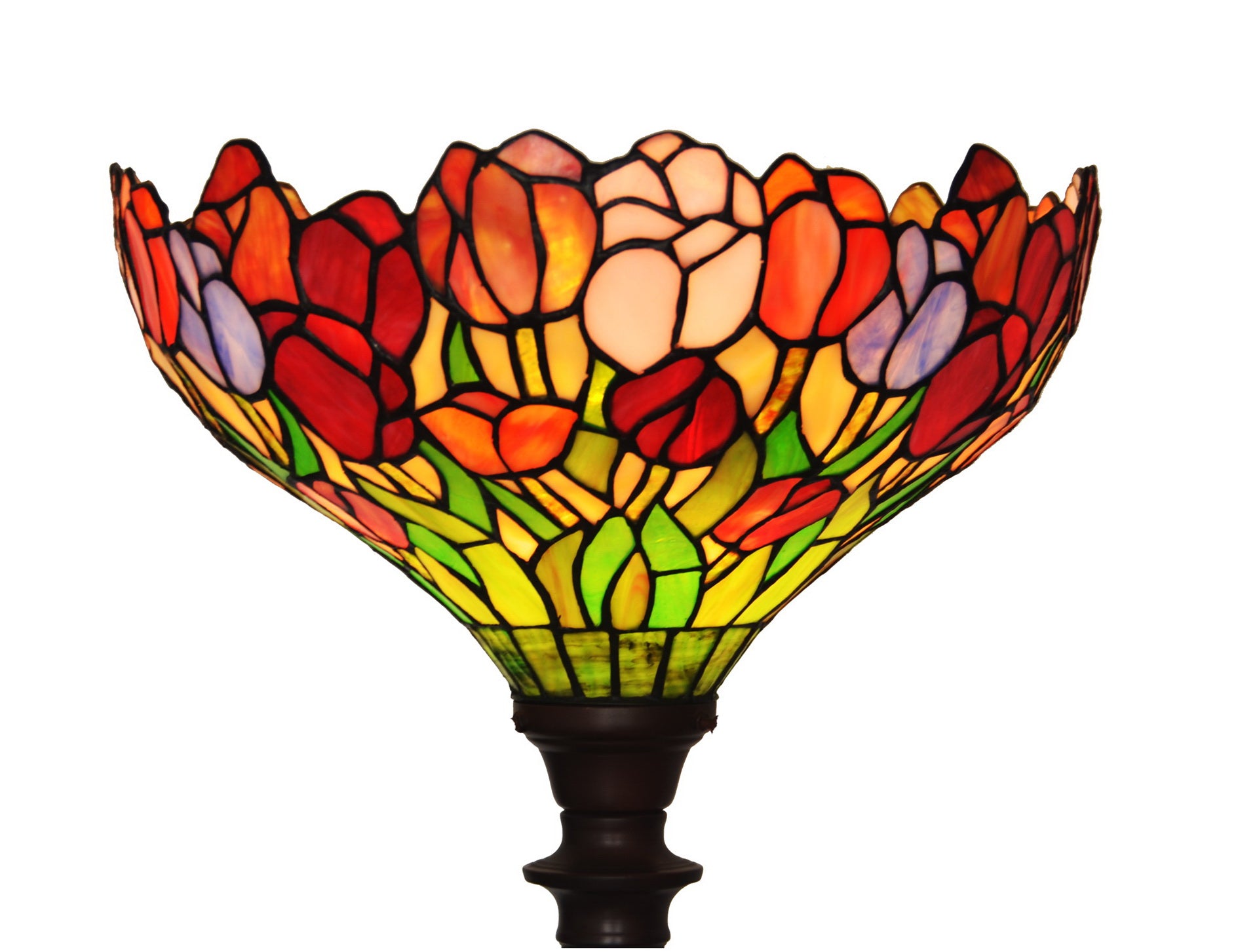 14" Colorful Tulip Flower Style Tiffany Floor Torchiere Lamp