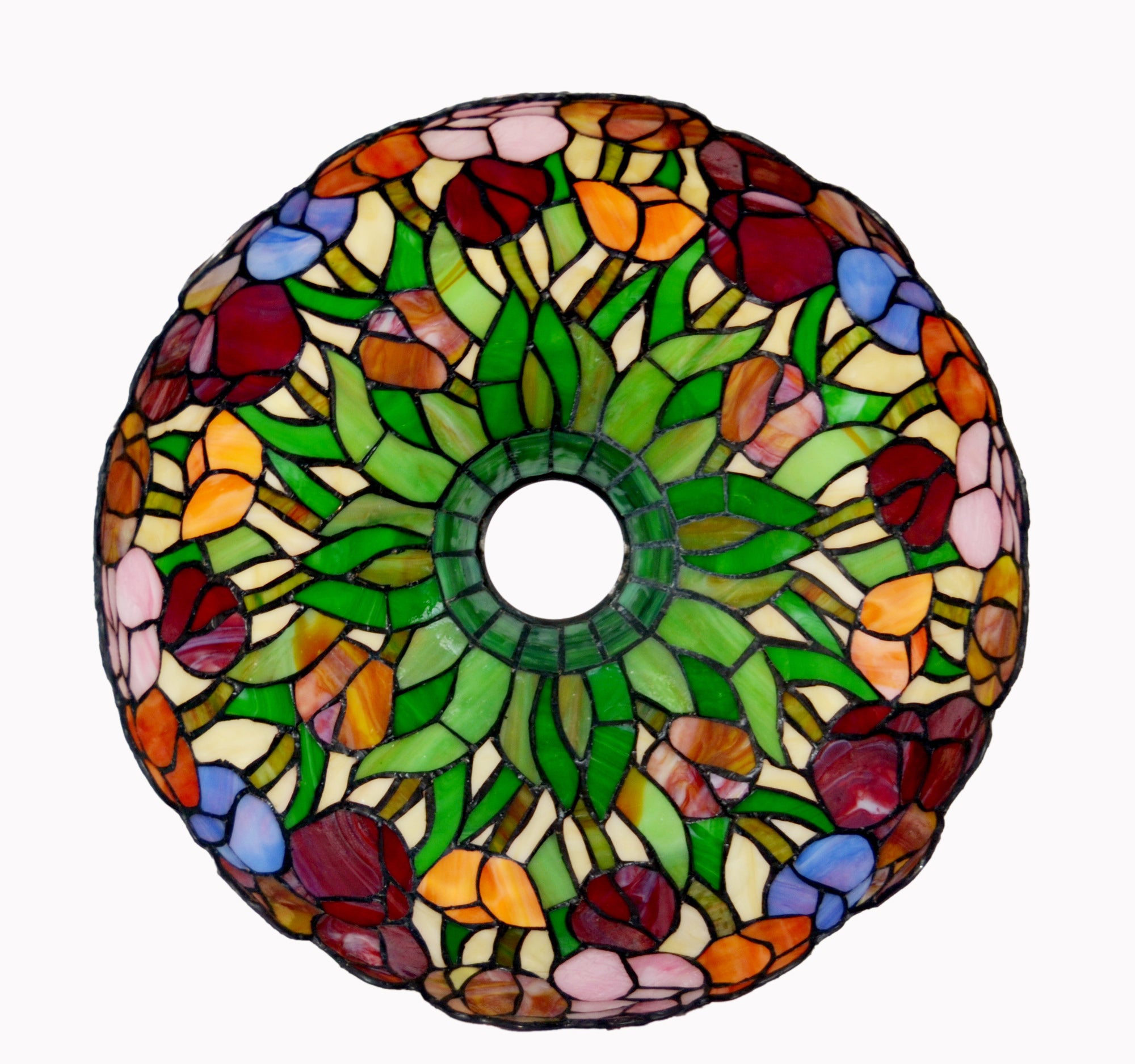 14" Colorful Tulip Flower Style Tiffany Floor Torchiere Lamp