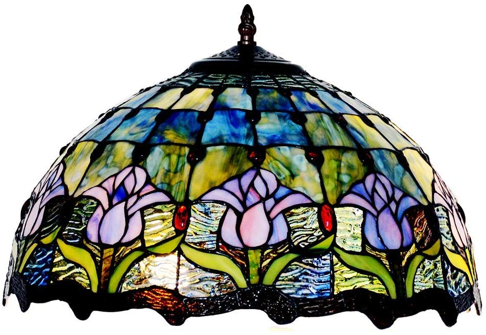 Large 16" Tulip Style Stained Glass Tiffany Floor Lamp