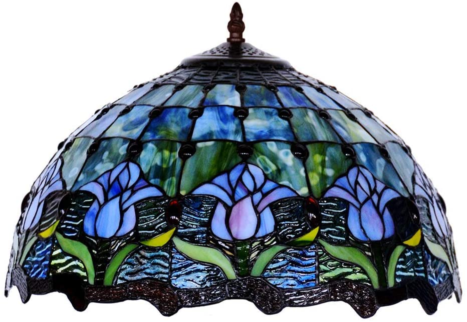 Large 16" Tulip Style Stained Glass Tiffany Floor Lamp