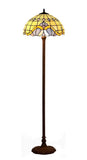 Large 16" Blue Baroque Style Stained Glass Tiffany Floor Lamp