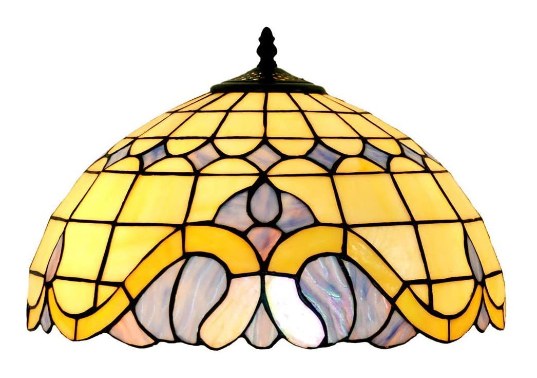 Large 16" Blue Baroque Style Stained Glass Tiffany Floor Lamp