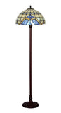 Large 16" Blue Baroque Style Stained Glass Tiffany Floor Lamp