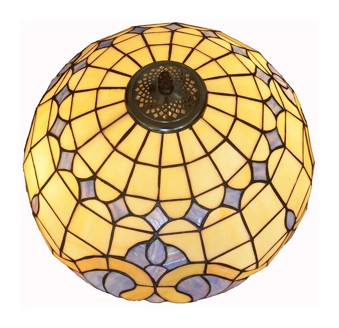 Large 16" Blue Baroque Style Stained Glass Tiffany Floor Lamp