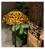Traditional Huge 20" Dragonfly Flower Tiffany Floor Lamp with décor base