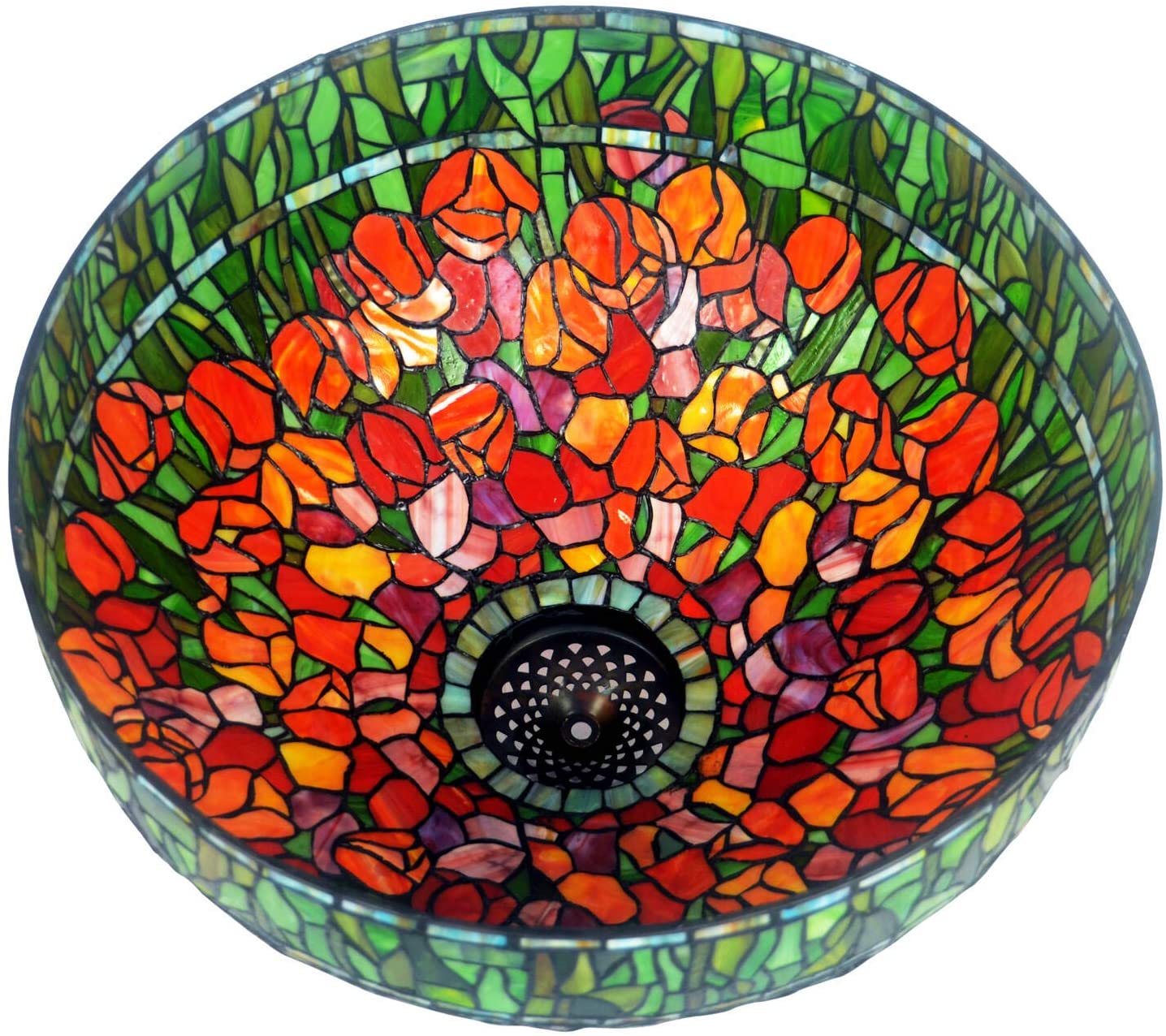 Gorgeous Huge 20" Red Tulip Flower Tiffany Floor Lamp