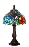 Classical 8" Dragonfly Flower Tiffany Mini Table Lamp