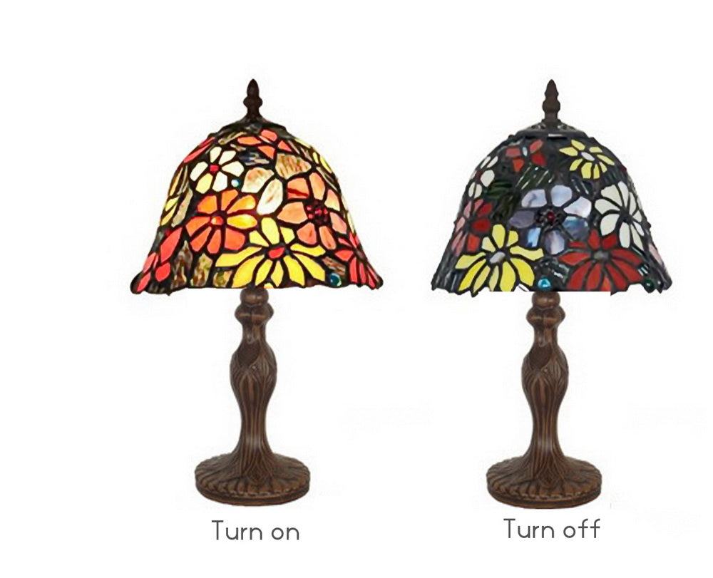 Classical 8" Butterfly Flower Tiffany Mini Table Lamp