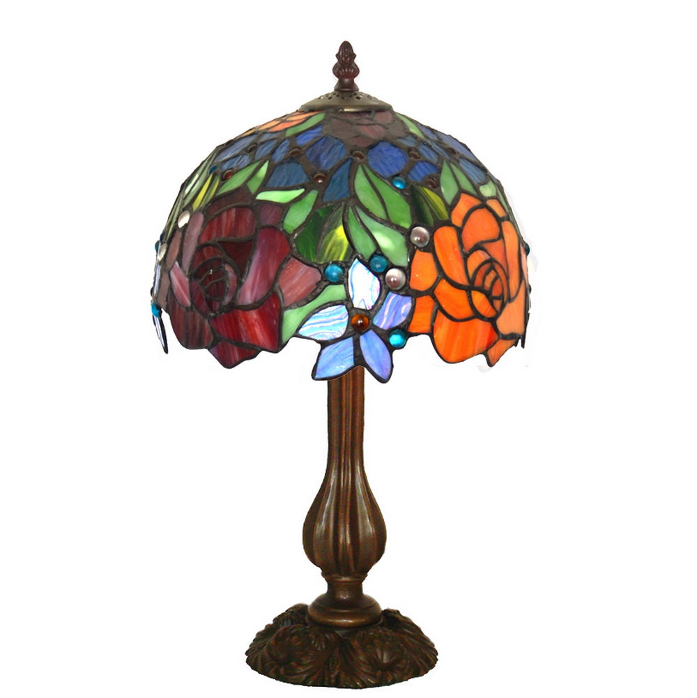 Stunning 10" Rumba Rose Style Tiffany Mini Table Lamp