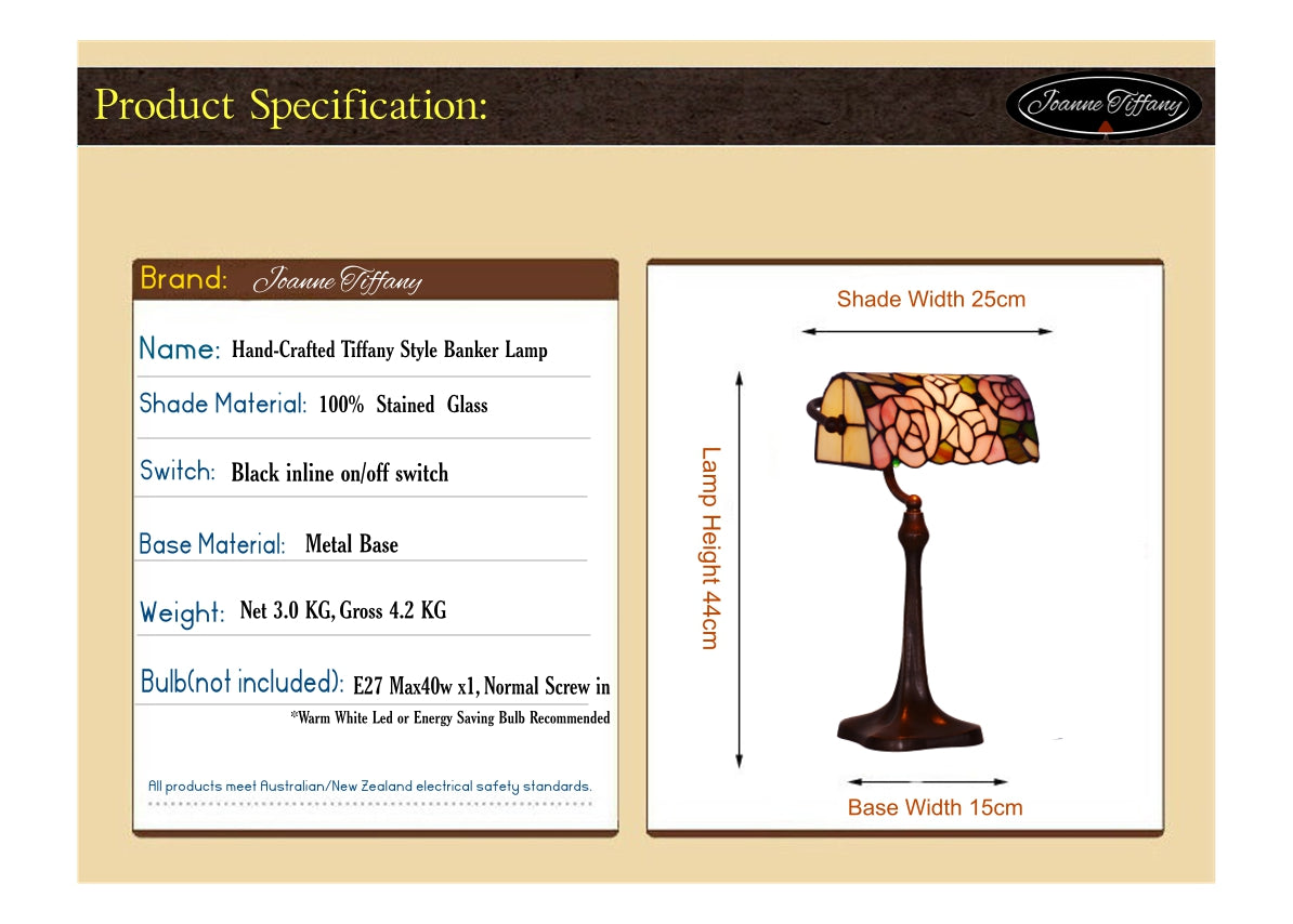 Rose Style Tiffany Banker Lamp
