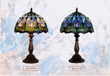 12" Blue Tulip Style Tiffany Bedside Lamp