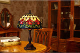 12" Red Tulip Style Tiffany Bedside Lamp
