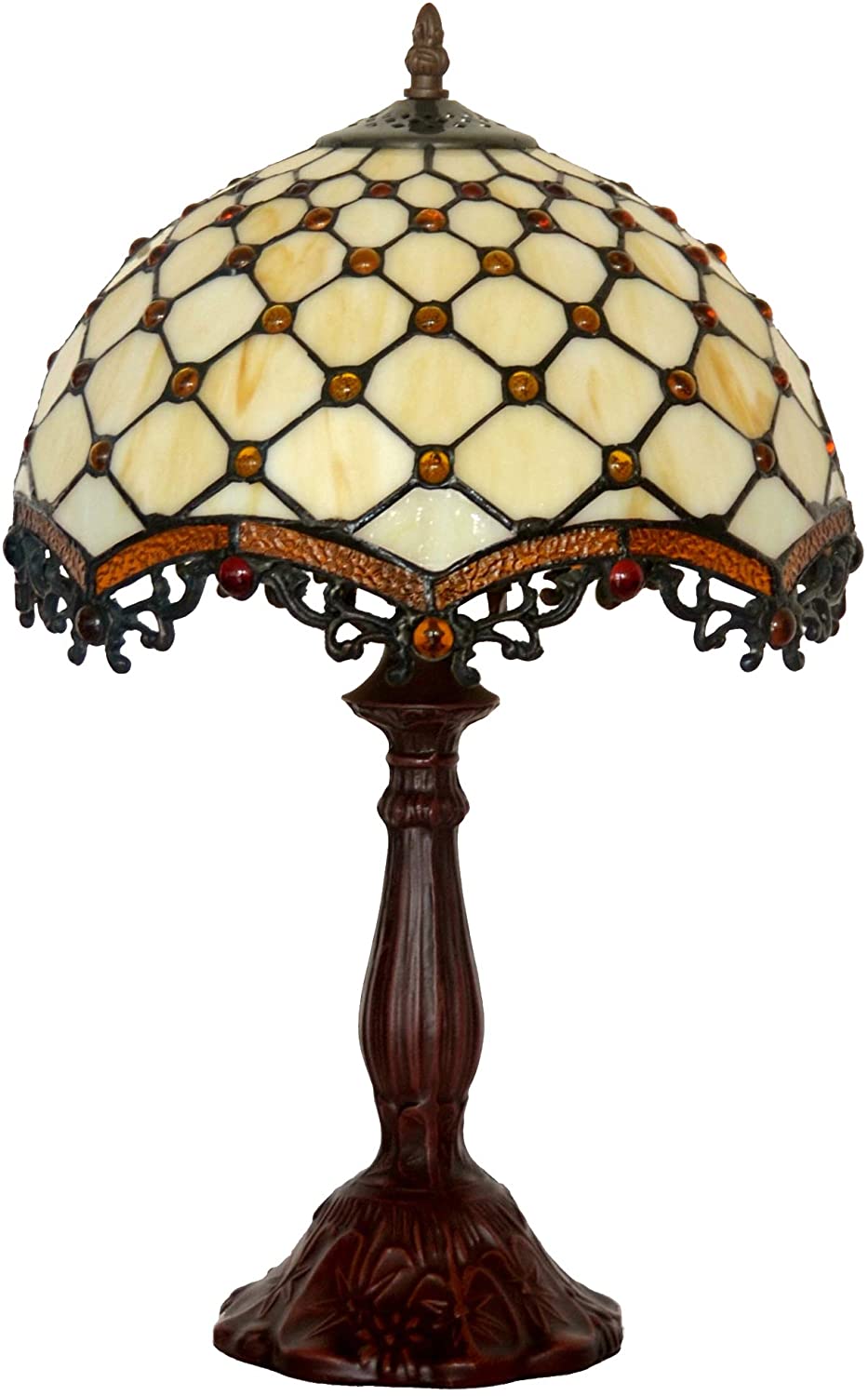 12" Boutique  Style Beaded Tiffany Leadlight Stained Glass Bedside Lamp