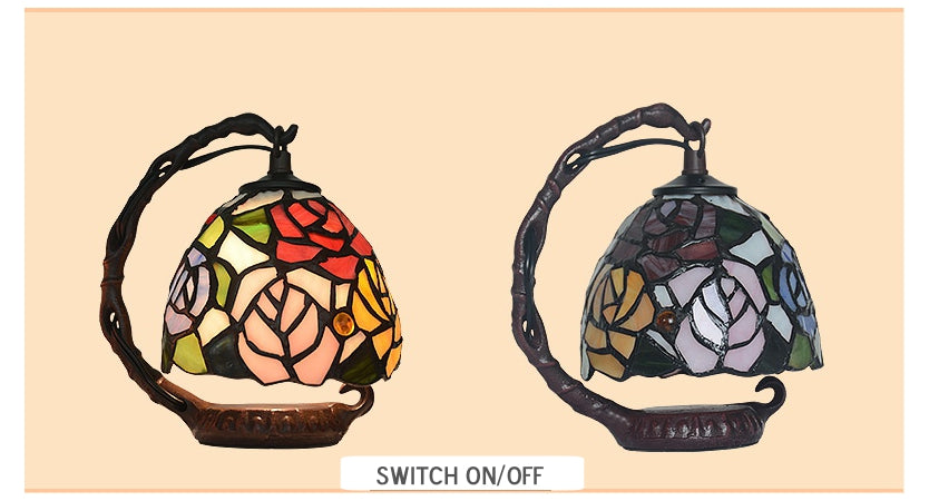 Rose Style Mini Tiffany Stained Glass Night Lamp