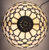 Elegant 10" Tiffany Bedside Lamp Cream Stained Glass Crystal Bead Style Table Reading Lamp