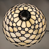 Elegant 10" Tiffany Bedside Lamp Cream Stained Glass Crystal Bead Style Table Reading Lamp