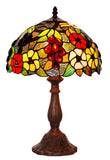 12" Grape and Flower Style Tiffany Bedside Lamp