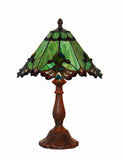 12" Green Jewel Carousel Tiffany Bedside Lamp