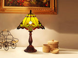 12" Green Jewel Carousel Tiffany Bedside Lamp