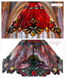 12" Red Jewel Carousel Tiffany Bedside Lamp