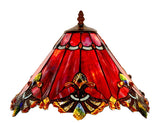 12" Red Jewel Carousel Tiffany Bedside Lamp