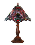 12" Red Jewel Carousel Tiffany Bedside Lamp
