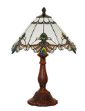 12" White Elegant Jewel Carousel Tiffany Bedside Lamp