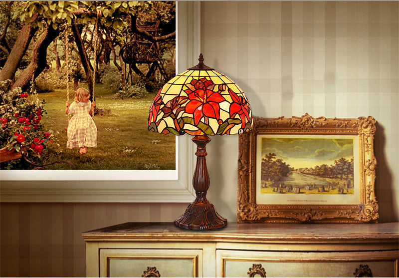 12" Fabulous Lily Style Tiffany Bedside Lamp