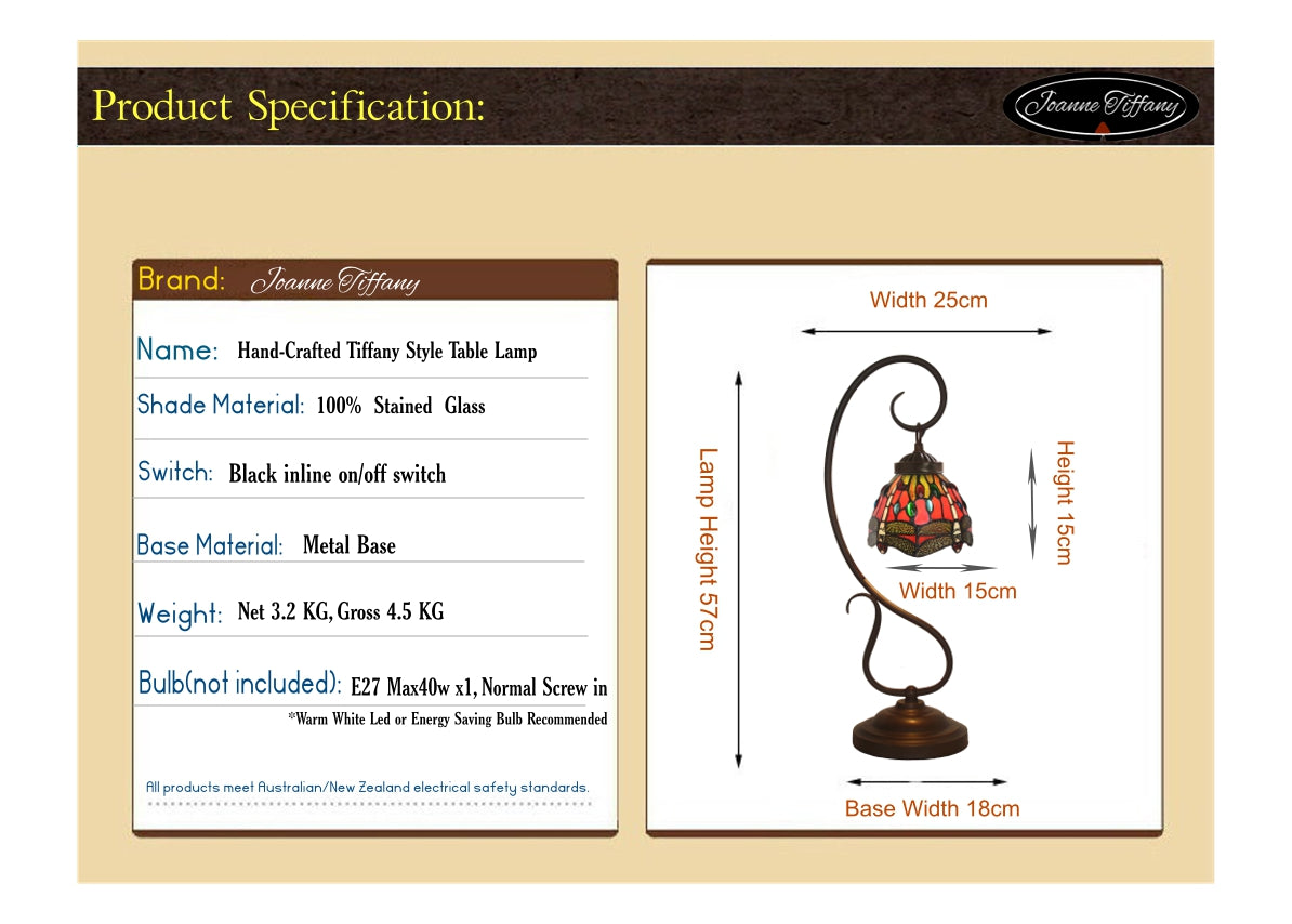 Red Dragonfly Tiffany Accent Table Lamp