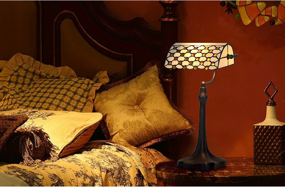Beaded Tiffany Banker Lamp