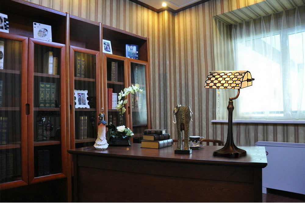 Beaded Tiffany Banker Lamp