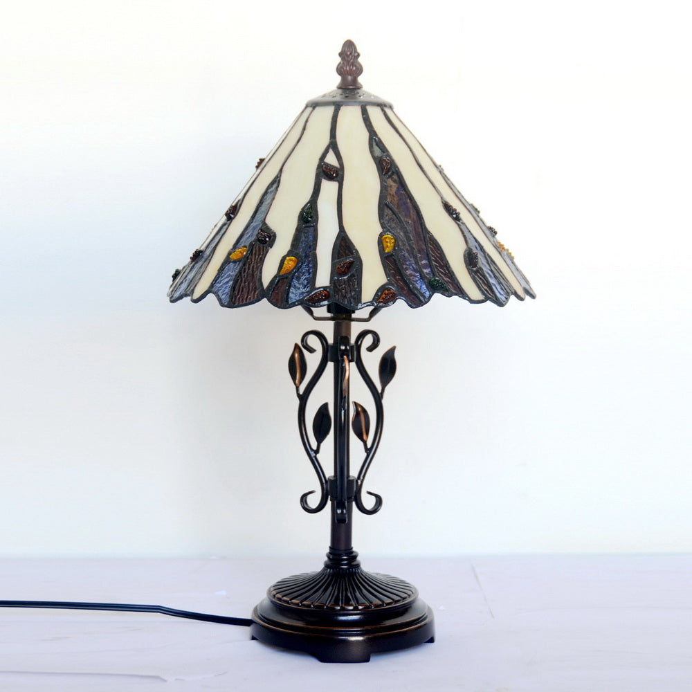 10" Curved line design Stained Glass Tiffany Table Lamp with Decor Base