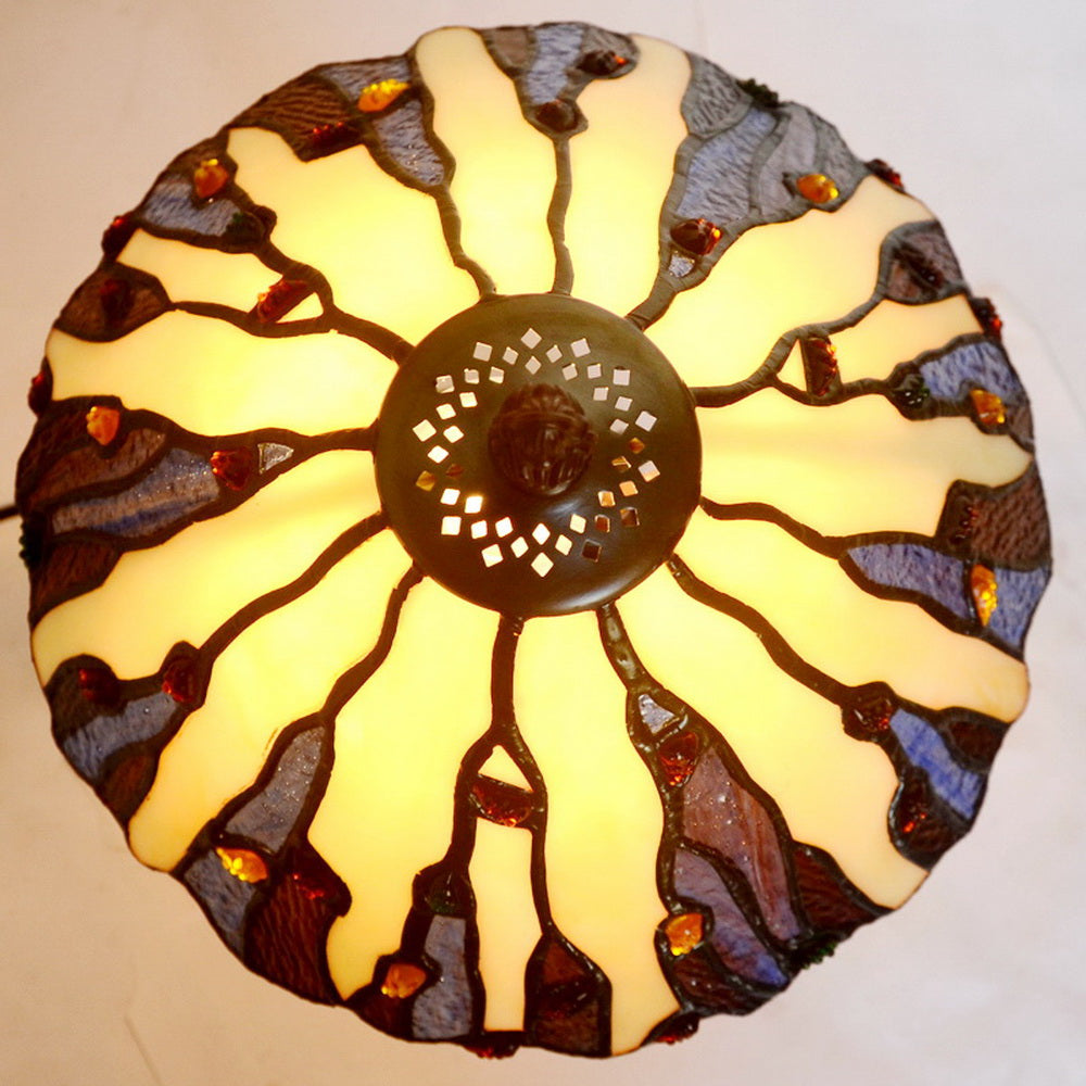 10" Curved line design Stained Glass Tiffany Table Lamp with Decor Base